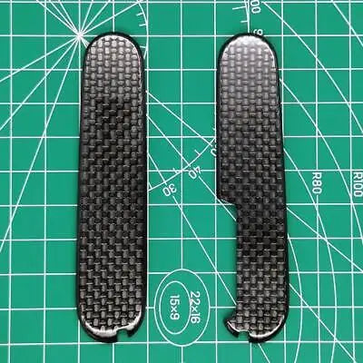 1 Pair Custom Made Hand Made Carbon Fiber Handle Scales With Cut-Out for 91mm Victorinox Swiss Army Knife