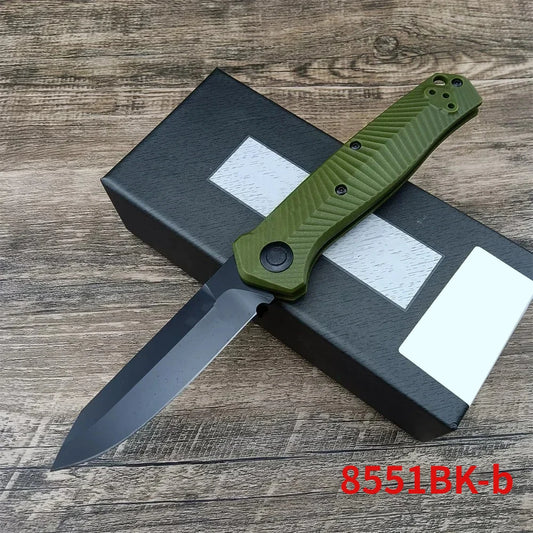 BM 781 Anthem Folding Knife D2 Drop Point Blade Aviation Aluminum Sliver/Green Handle Outdoor Protable Hiking Pocket Knife